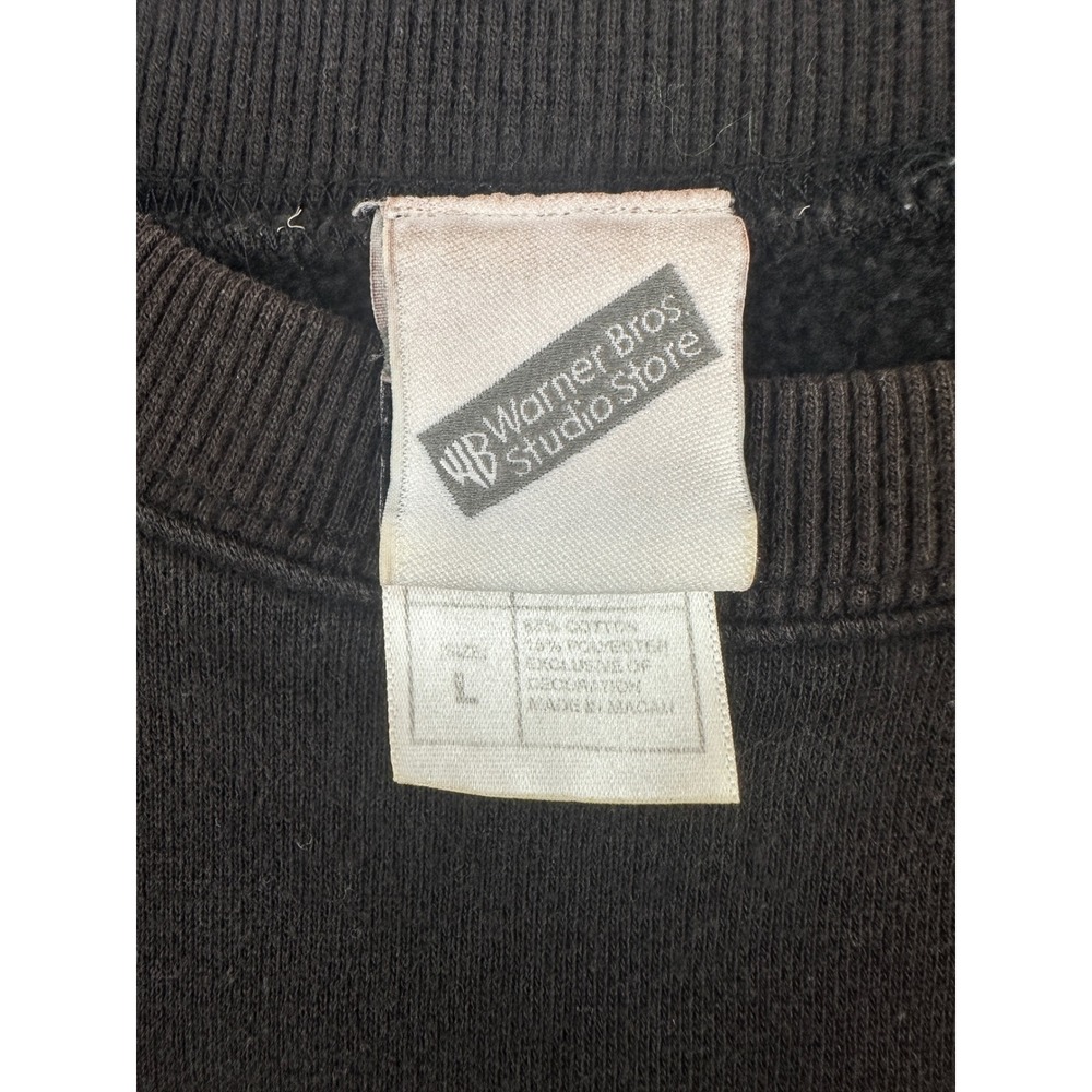 Vintage 1999 Batman Warner Bros Studio Store Sweatshirt Black Fuzzy Logo L Flaws - Picture 5 of 11